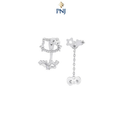 Bông tai Bạc đính đá PNJ ❤️ HELLO KITTY XMXMW000085