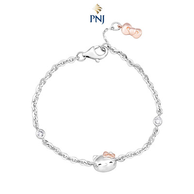 Lắc tay trẻ em Bạc đính đá PNJ ❤️ HELLO KITTY XM00H000016
