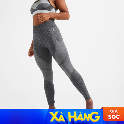 Quần legging không đường may fti 900 cho nữ xám DECATHLON DOMYOS mã 8666863