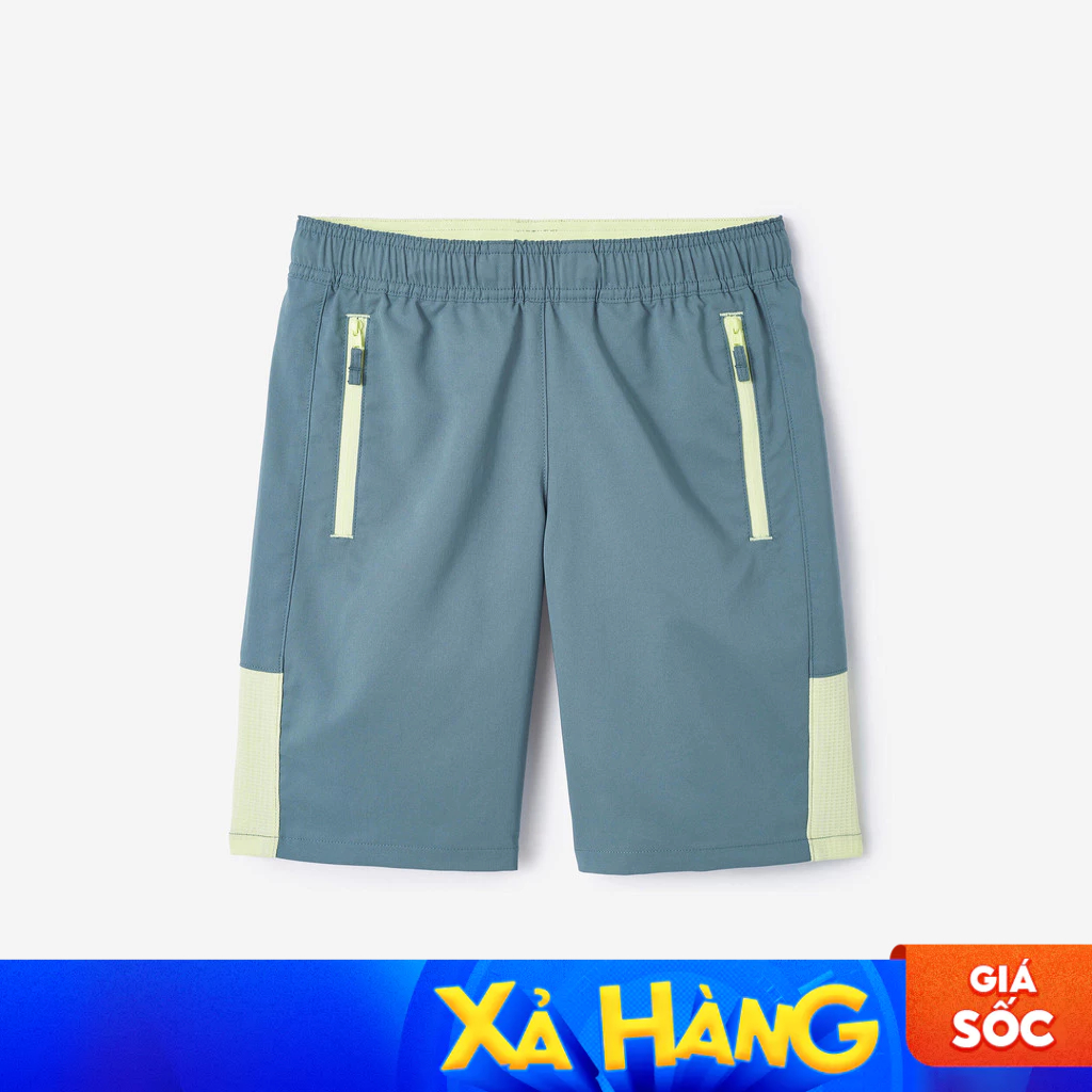 Quần short thể thao trẻ em thoáng khí w500 nâu/vàng Decathlon DECATHLON mã 8841075
