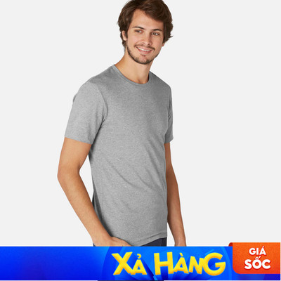 Áo thun thể thao ôm sát tập gym & pilates 520 cho nam xám đậm có vân DECATHLON nyamba mã 8543989