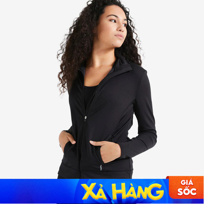 Áo khoác tập fitness dáng suông fja 100 cho nữ đen DECATHLON DOMYOS mã 8733966