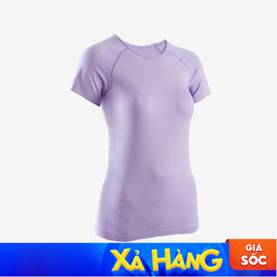 Áo thun chạy bộ nữ ôm sát - Run 500 Comfort tím Decathlon KIPRUN mã 8831014