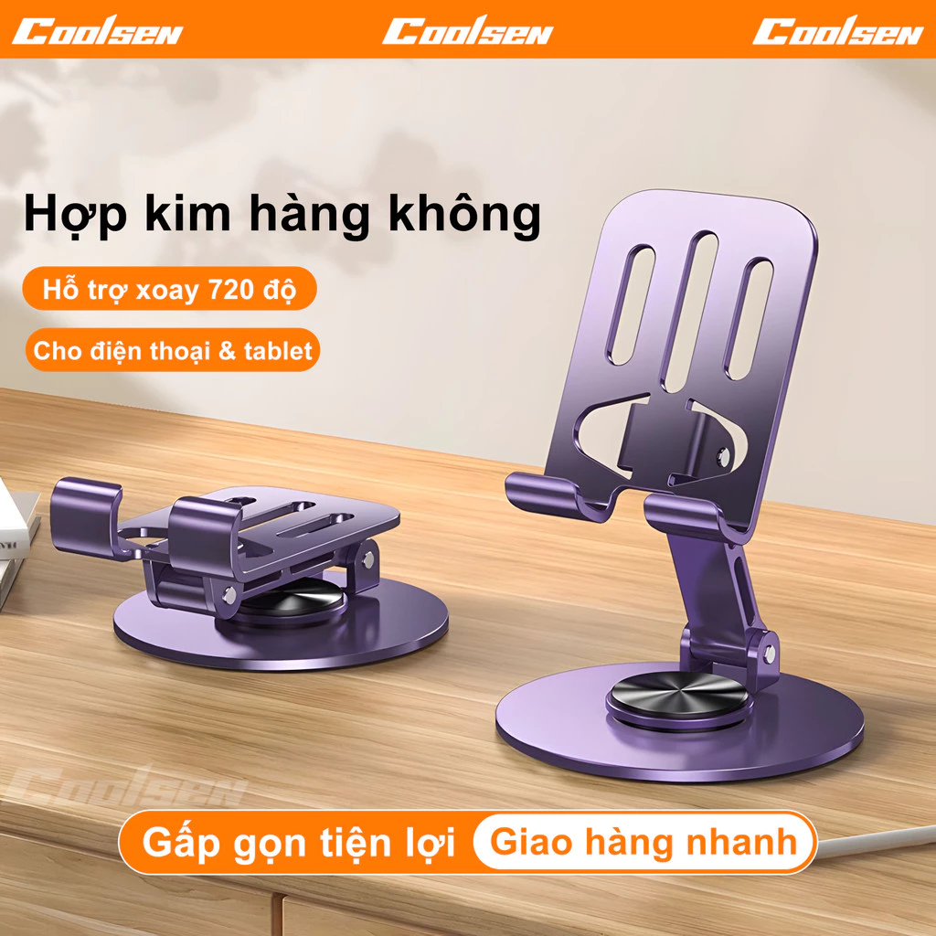 Giá đỡ Điện thoại Máy tính Bảng iPad HỢP KIM Xoay 360 độ Gấp gọn TPS Kệ đỡ iPhone Android Table