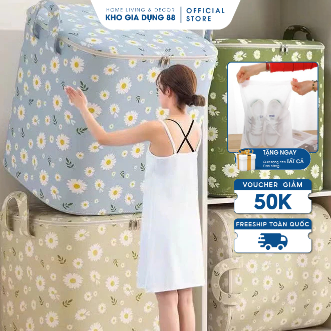 Giỏ Đựng Quần Áo Bằng Vải Cỡ Lớn 100L-210L, Túi Đựng Chăn Màn Chống Nước Đa Năng Có Thể Gấp Gọn Tiện Lợi