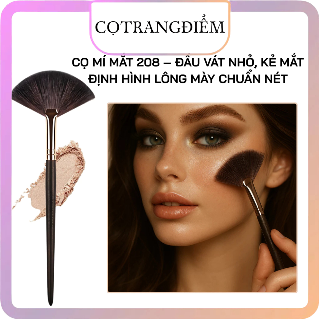 Cọ Highlight Dạng Quạt – Tán Bắt Sáng Tự Nhiên, Lông Mềm Mịn