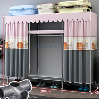 Tủ Quần Áo Tủ Vải Khung Thép titan TUVAIVAOCAP 3 Buồng Cỡ Lớn Ngang 2m1 Tủ Treo đựng Quần áo