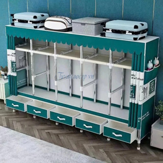 Tủ Đựng Quần Áo  Vải Tủ Vải Treo Quần Áo Vải 3 Buồng Khung Thép Loại 1 Vải Cotton Khung Thép Siêu To
