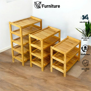 Kệ Giày Gỗ Cao Su 64cm – Thiết Kế Nghiêng Thoáng Khí, Chống Nước, Dễ Tháo Lắp