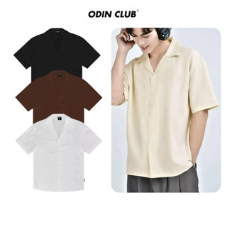  Áo Sơ mi cộc tay Marvis ODIN CLUB Áo sơ mi ngắn tay nam nữ cổ áo cuban form rộng chất liệu đũi gân 