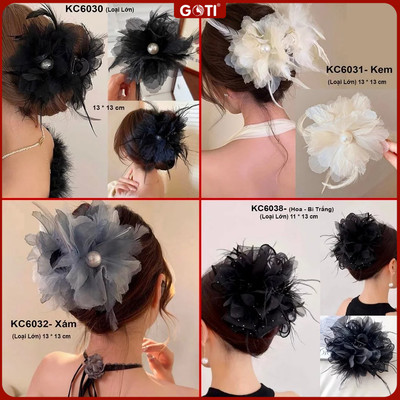 GOTI Kẹp Tóc Hình Hoa Hồng Nâu Kem Hottrend Nhiều Mẫu Kẹp Búi Tóc Quà Tặng Cho Nữ 8/3 20/10 KC6046