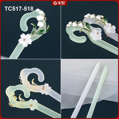 GOTI Phụ Kiện Thời Trang Nữ-Trâm Cài Tóc Lượn Sóng Hoa Nhỏ Rũ Hiện Đại, Cổ Điển TC516 TC503 TC517 TC518 TC519 TC520