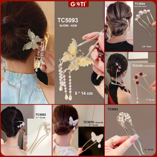 GOTI Trâm Cài Tóc Phong Cách Cổ Trang Kiểu Lược Cài Tóc Cô Dâu Đính Hoa Thanh Lịch Cổ Điển TC5097