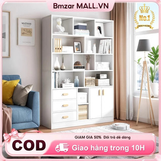 BMZAR Kệ sách gỗ Tủ đựng đồ nhiều ngăn chất liệu MDF hiện đại chống nước tốt 1M7 đa năng sang trọng