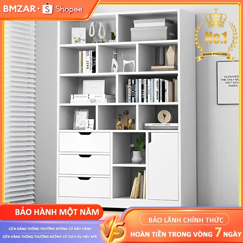 Bmzar Kệ sách gỗ tủ lưu trữ nhiều ngăn kệ sách đa năng thích hợp cho phòng khách phòng ngủ văn phòng | BigBuy360 - bigbuy360.vn