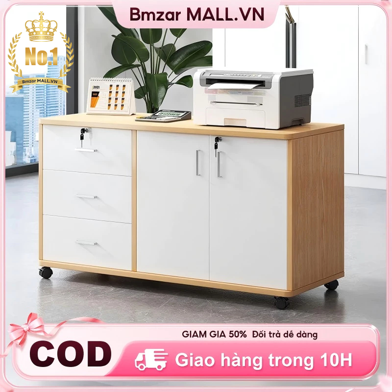 BMZAR Tủ hồ sơ văn phòng Tủ Hộc ngăn kéo gỗ có bánh xe di 3 ngăn 1 ngăn khóa tiện lợi gọn gàng | BigBuy360 - bigbuy360.vn