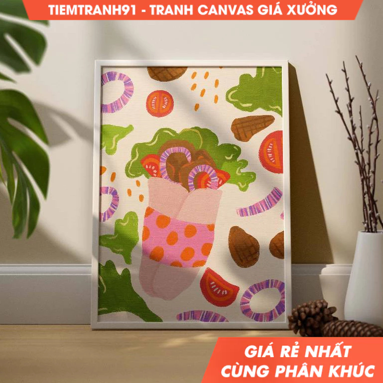 Tranh treo tường, Food Illustration, Colorful Wall Art, Grill Wall Art, Acrylic Art, Printable Art, 