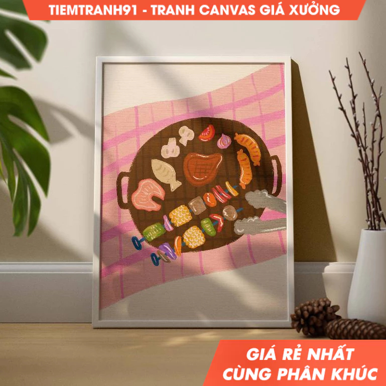 Tranh treo tường, Food Illustration, Colorful Wall Art, Grill Wall Art, Acrylic Art, Printable Art, 