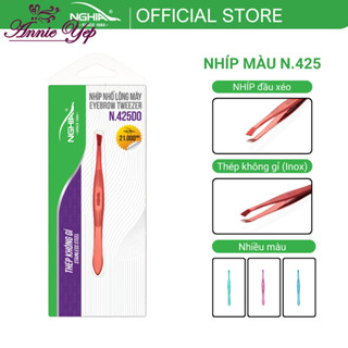  Nhíp Nhổ Lông Mày Lông Mũi Lông Nách Tóc Bạc Inox Kềm Nghĩa N.425 - Đầu Xéo - 4 Màu 
