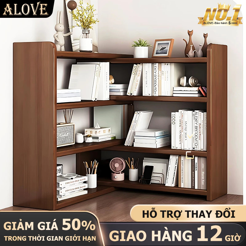 ALOVE Kệ sách gỗ tự nhiên có thể mở rộng giá đỡ để bàn kệ lưu trữ trên bàn làm việc tủ sách cho gia đình