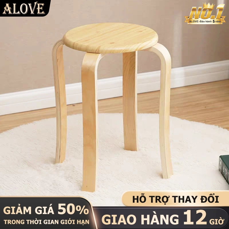 ALOVE Ghế Đôn Gỗ Tự Nhiên Ghép Chân Uốn Cong  Ghế Đôn Gỗ Decor Phòng Ghế Đôn Gỗ | BigBuy360 - bigbuy360.vn