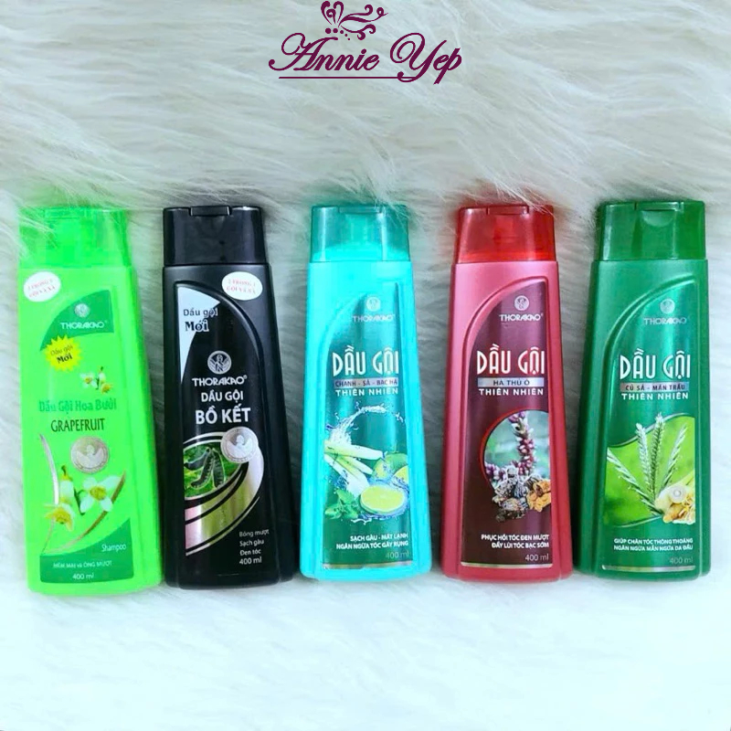 Dầu gội Thorakao- Giảm Tóc Gãy Rụng ,Mọc Tóc,Mềm Mượt- Bưởi + Bồ Kết + Chanh Xả Bạc Hà +  Hà Thủ Ô 400ml Thorakao