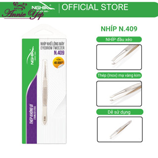  Nhíp Nhổ Lông Mày Lông Mũi Râu Tóc Bạc Inox Mạ Vàng Ánh Kim KỀM NGHĨA N.409 - Đầu Xéo 