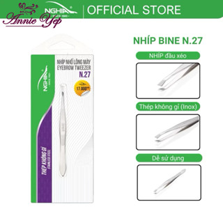 Nhíp Nhổ Lông Mày, Lông Mũi, Lông Nách, Tóc Bạc Inox KỀM NGHĨA N.27 BINE - Đầu Xéo