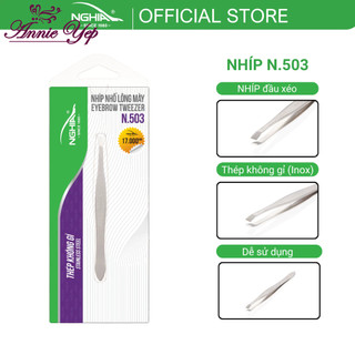 Nhíp nhổ lông mày, lông mũi, râu, tóc bạc inox cao cấp kềm nghĩa n.503 - đầu xéo