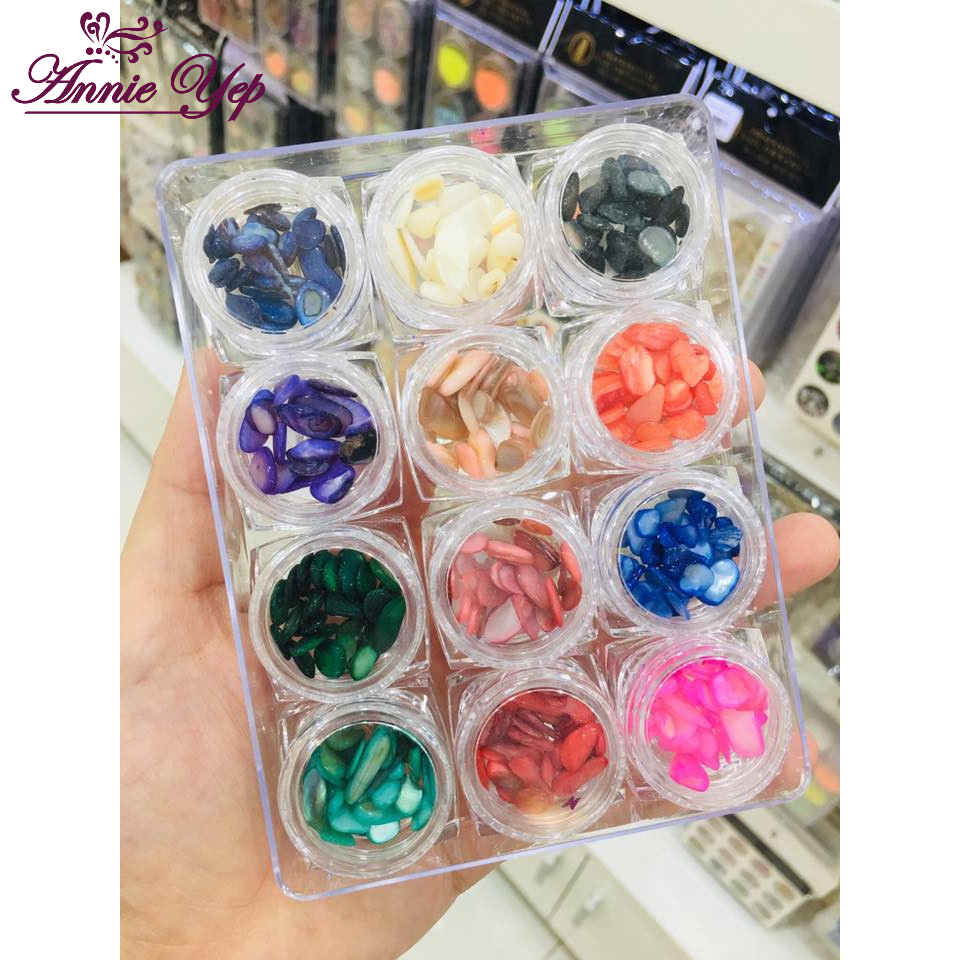 Sỏi đủ màu set 12 hủ trang trí móng