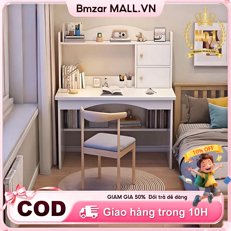 Bàn làm việc bàn học có giá sách Nội  Bàn học liền giá sách tủ sách gia đình  mặt gỗ MDF dày 15mm