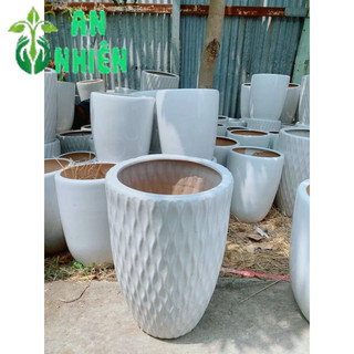 (giao hỏa tốc) Chậu Trồng Cây (chậu sứ, cao 51cm lọt lòng 33cm)