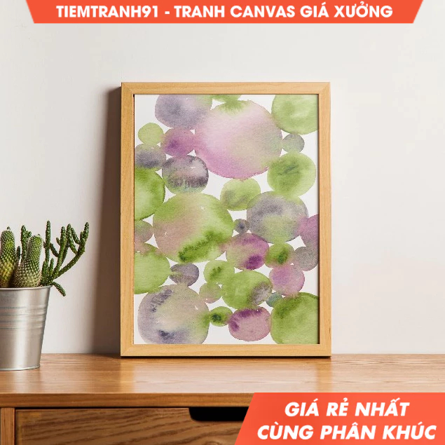 Tranh treo tường, Green Dots Abstract , Colorful, Abstract, Abstract Brown Art, Watercolor Art, tặng