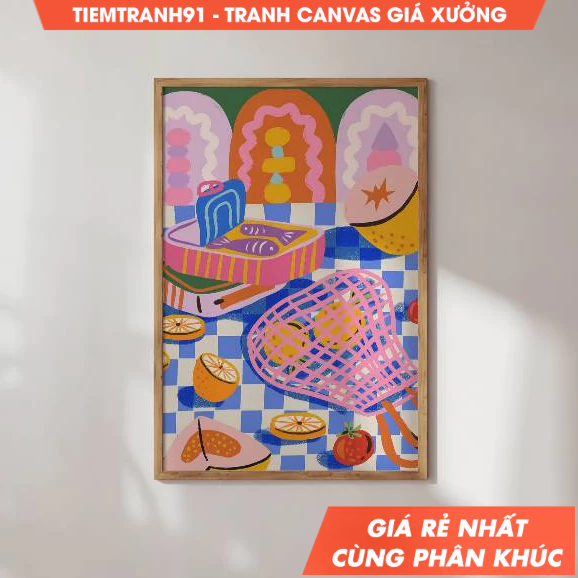 Tranh treo tường, Grocery Shopping Illustration, Colorful, Still Life Illustration, Printable Art, t