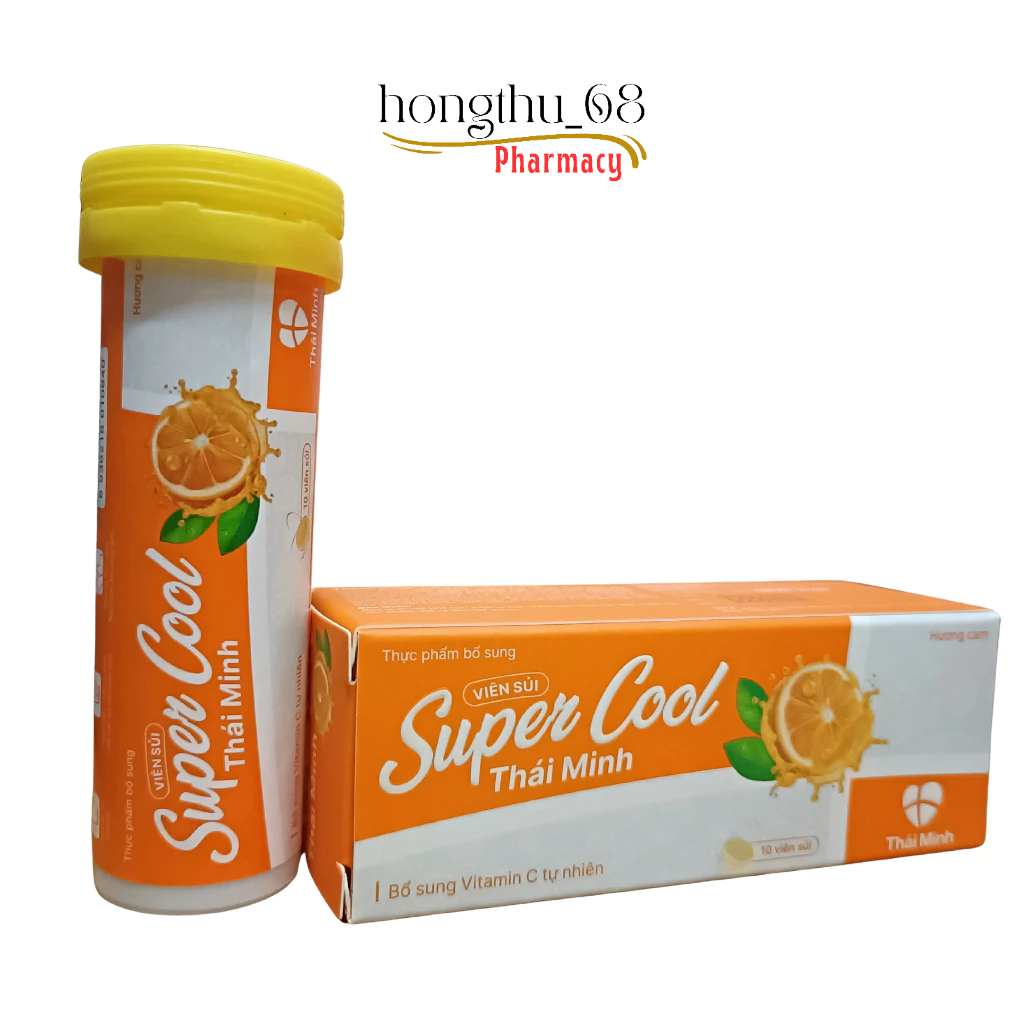 Viên Sủi Super Cool Thái Minh hương Cam - Bổ sung Vitamin C tự nhiên (tuýp 10 viên)