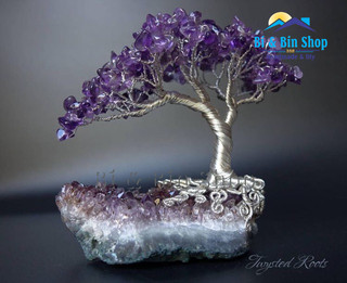 Đá Vụn Tone Màu Tím Làm Trang Sức Thủ Công, Cây Bonsai Handmade