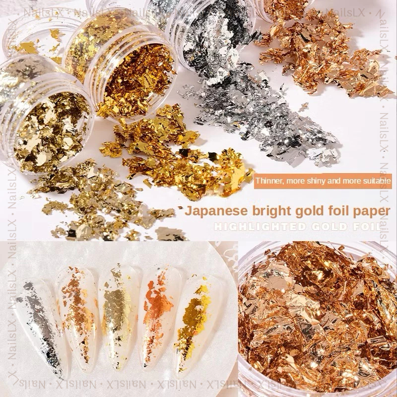 Giấy foil, giấy bạc lẻ hủ 20g (Hũ) giấy bạc vàng trang trí móng học nail