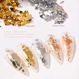 Giấy foil, giấy bạc lẻ hủ 20g (Hũ) giấy bạc vàng trang trí móng học nail