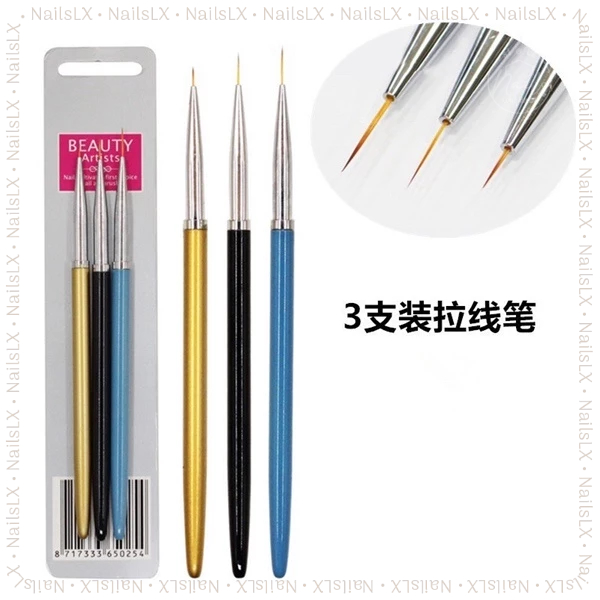 Sét cọ vẽ nét 3 cây, cọ vẽ móng tay, cọ nails (Set)