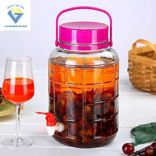 Bình thuỷ tinh có nắp 8l / bình ngâm thủy tinh quai xách 8 lít - có van