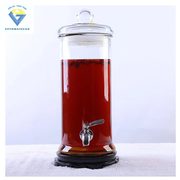 Bình thuỷ tinh có nắp 12L / Bình ngâm rượu thủy tinh 12 lít trơn có van và không van