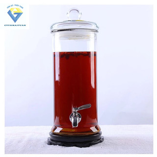 Bình thuỷ tinh có nắp 12L / Bình ngâm rượu thủy tinh 12 lít trơn có van và không van