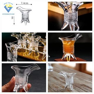 Hộp 6 ly rượu đế vương 20ml , bộ 6 ly thủy tinh uống rượu 3 chân cao cấp