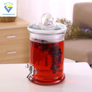 Bình thuỷ tinh có nắp 6L / Bình ngâm rượu thủy tinh 6 lít trơn có van và không van