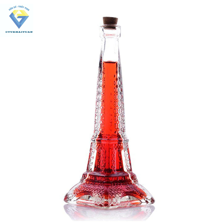 Bình thủy tinh THÁP EIFFEL NHÍ nút bần / chai hũ lọ thuỷ tinh 100ml
