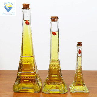 Bình thủy tinh THÁP EIFFEL NHÍ nút bần / chai hũ lọ thuỷ tinh 100ml