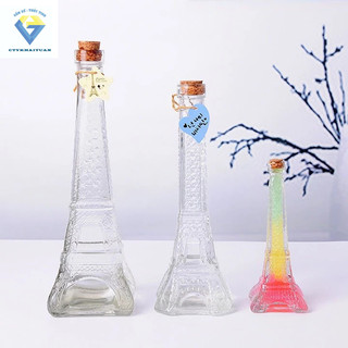 Bình thủy tinh THÁP EIFFEL NHÍ nút bần / chai hũ lọ thuỷ tinh 100ml
