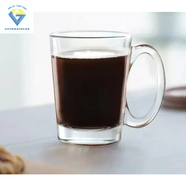 COMBO 6 cốc quai 185 trơn / 6 ly thủy tinh LY QUAI VT uống cafe 300ml VT300/ ly thủy tinh dày chất l
