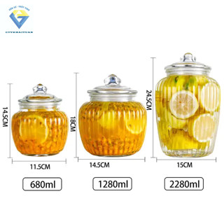 Hũ thủy tinh 680ml , 1280ml , 2280ml / Hũ thủy tinh ngâm dưa món, hũ bí sọc 217 ngâm trái cây , lọ đựng thực phẩm