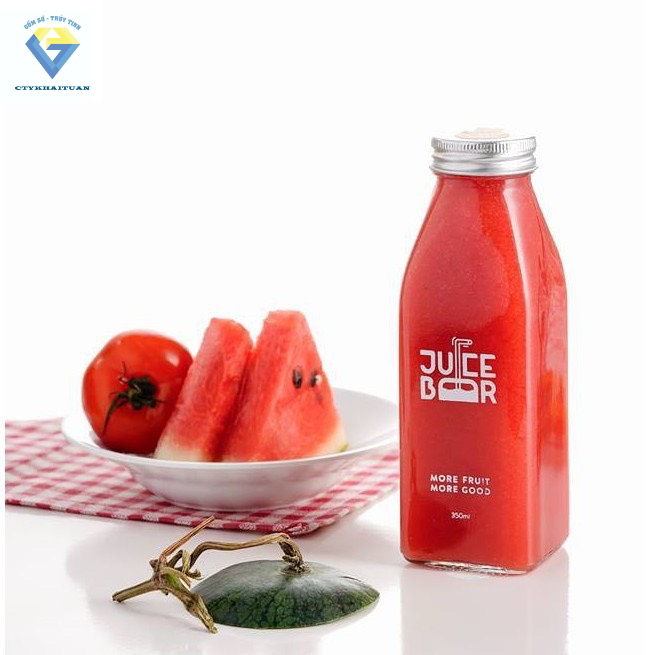 Chai thủy tinh / bình thủy tinh nắp thiếc 350ml, chai vuông 350ml